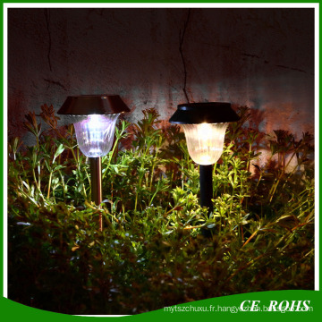 Lumière solaire extérieure extérieure en acier inoxydable LED silicium amorphe Rechargebale Lumière solaire voie blanche / chaude jardin blanc paysage pelouse solaire